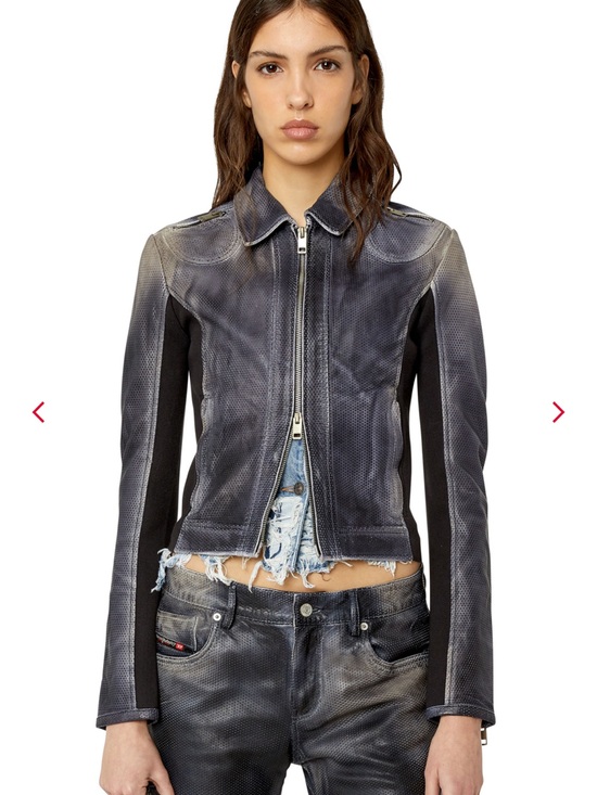 Diesel Jackets & Blazers - Diesel Perforated Gray & Black Moto Jacket